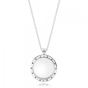 Pandora Necklace-Silver Petite Memories Large Starry Locket