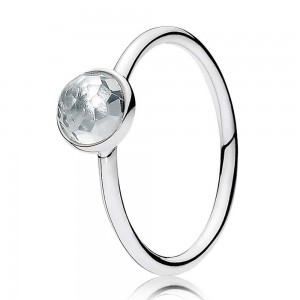 Pandora Ring-March Birthstone Droplet-Silver