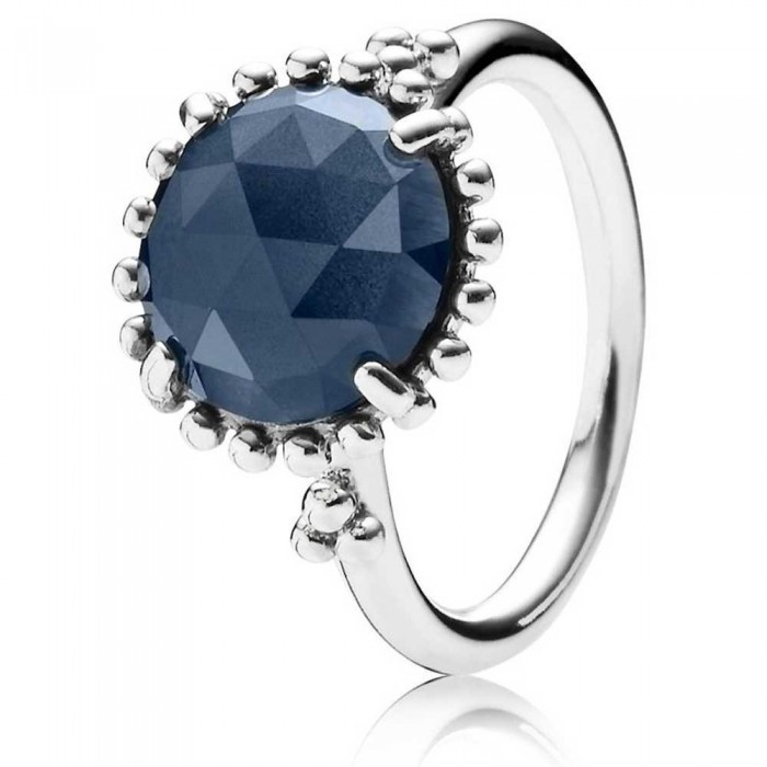 Pandora Ring-Round Midnight Blue Crystal