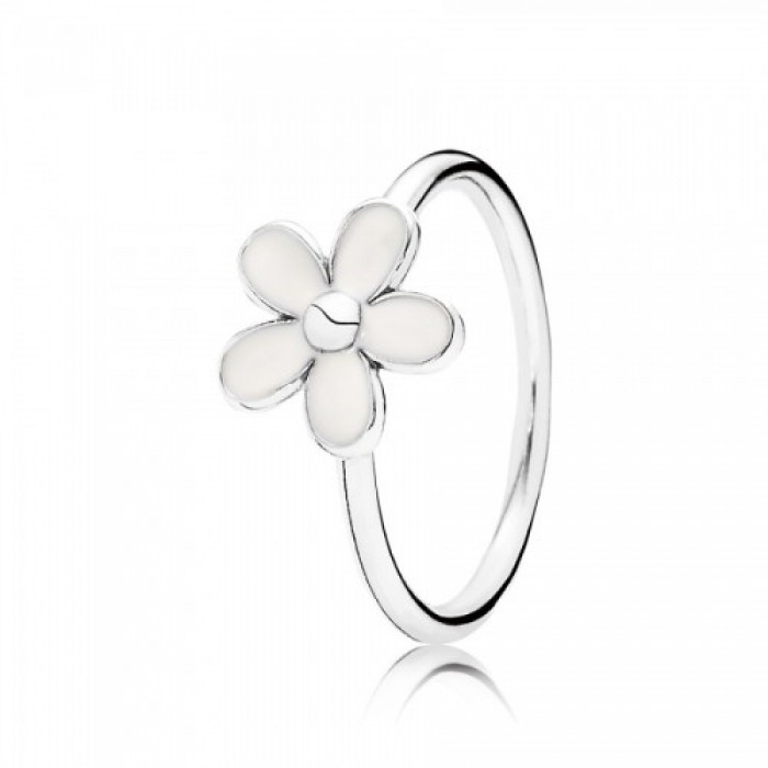 Pandora Ring-White Daisy Flower-Enamel