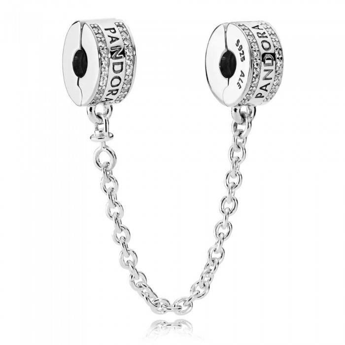 Pandora Safety Chains-Logo-CZ-Sterling Silver